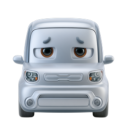 Icône de voiture de dessin animé mignonne et en colère - Véhicule rendu en 3D