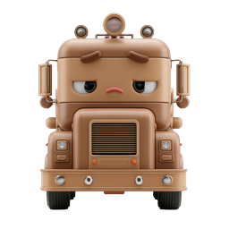 Angry Cartoon Truck Character - 3D Clay Style Icon