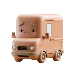 Angry Cute 3D Clay-Style Delivery Truck Character Icon