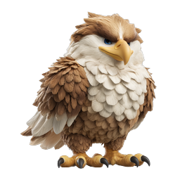 Grumpy Clay-Style Eagle Character Icon | 3D Bird of Prey