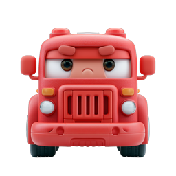 Angry Fire Truck Character - 3D Cartoon Clay Style Icon