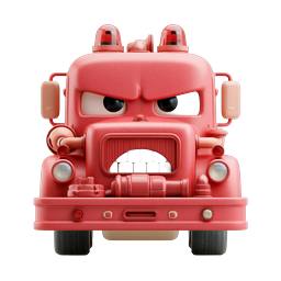Angry Fire Truck Clay 3D Icon - Cartoon Character Mascot