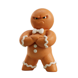 Icône 3D Bonhomme de Pain d'Épices Colérique - Personnage de Fêtes