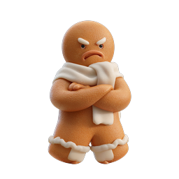 Angry Gingerbread Man Clay 3D Icon