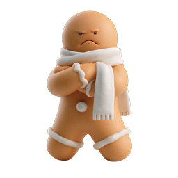 Angry Gingerbread Man Christmas Icon - 3D Realistic