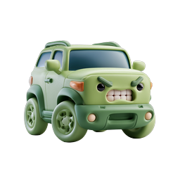 Angry Green SUV Cartoon Icon | 3D Clay Style Vehicle