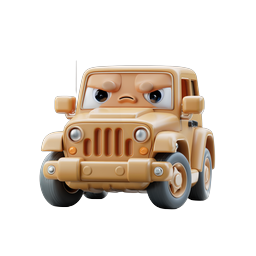 Angry Cartoon Jeep Icon - 3D Rendered Off-Road Vehicle