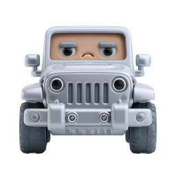 Angry Jeep Character Icon - 3D Cartoon Off-Road Vehicle