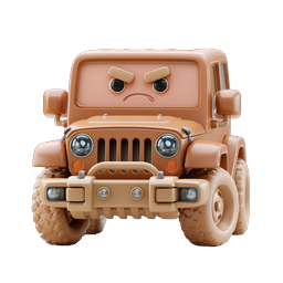 Angry Clay-Style Cartoon Jeep Character Icon