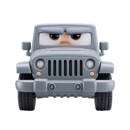 Angry Cartoon Jeep SUV Vehicle Icon | 3D Render