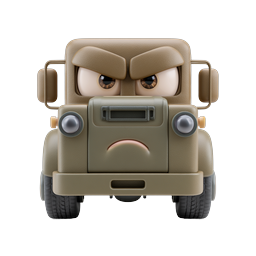 Camion Militare Arrabbiato - Icona Personaggio Veicolo Cartoon 3D