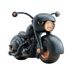 Angry Cartoon Motorcycle Character 3D Icon