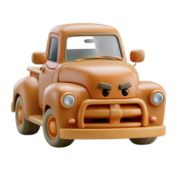 Angry Cartoon Pickup Truck 3D Clay Icon