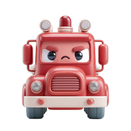 Angry Red Fire Truck 3D Character Icon