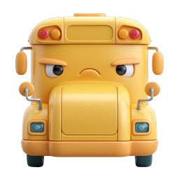 Angry School Bus 3D Clay Style Icon