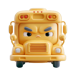 Angry School Bus Clay 3D Icon | Cute Cartoon Vehicle