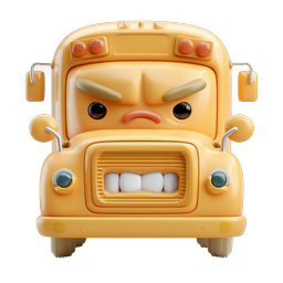 Angry School Bus Character - 3D Clay Style Icon