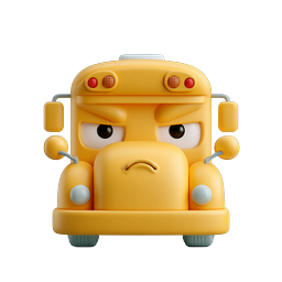 Angry School Bus Character - 3D Clay Style Icon
