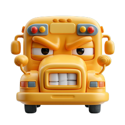 Angry School Bus Cartoon 3D Icon | Character Design