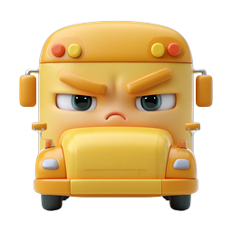 Angry School Bus 3D Cartoon Icon | Character Vehicle