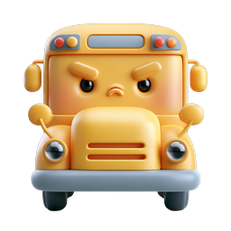 Angry Cartoon School Bus Clay Style 3D Icon