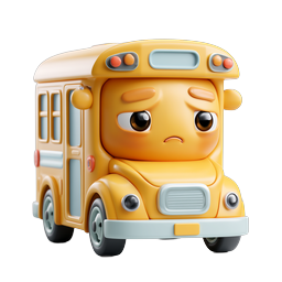Angry School Bus 3D Clay Icon for Kids Apps