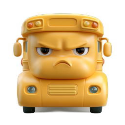 Angry School Bus Cartoon 3D Icon Character
