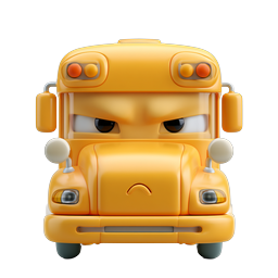 Angry School Bus Icon for Fun Designs