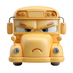 Angry Cartoon School Bus Icon for Children’s Content
