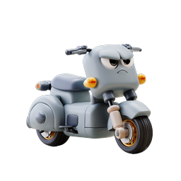 Angry Cartoon Scooter Character - 3D Clay Style Icon