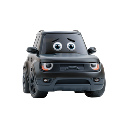 Angry SUV Cartoon Car Icon - 3D Rendered Vehicle Character