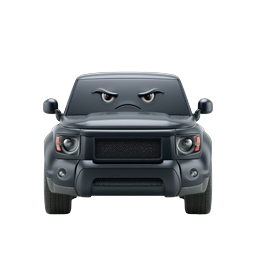 Angry SUV Car Icon - Grumpy Vehicle Character