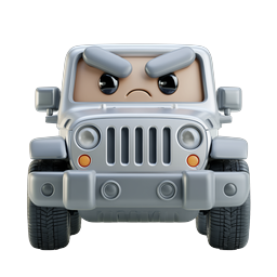Angry SUV Cartoon Character Icon - 3D Clay Style