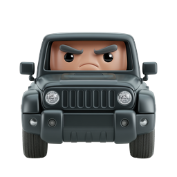 Angry SUV Cartoon Icon | 3D Clay Style Vehicle Character