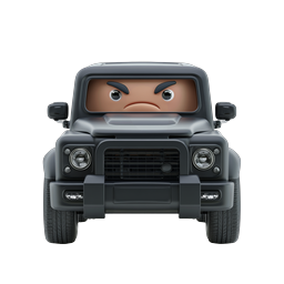 Angry SUV Cartoon Vehicle Icon - 3D Clay Style