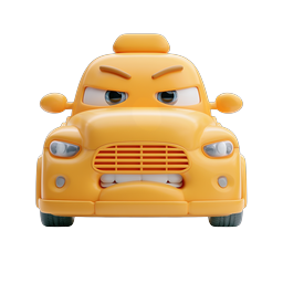 Angry Taxi Cab Character - 3D Cartoon Vehicle Icon