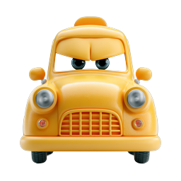 Angry Yellow Taxi Cab Character Icon - 3D Rendered