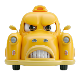 Angry Cartoon Yellow Taxi Cab Icon | 3D Rendered
