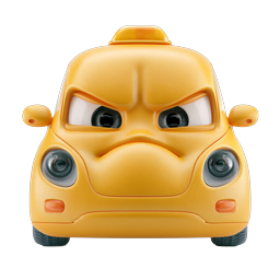 Angry Yellow Taxi Cab Character Icon | 3D Clay Style