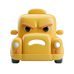 Angry Yellow Taxi Cab 3D Character Icon