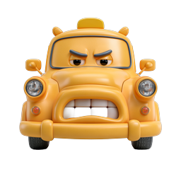 Angry Taxi Cab Character Icon - 3D Cartoon Style