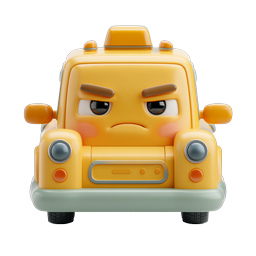 Angry Cartoon Taxi Cab 3D Character Icon