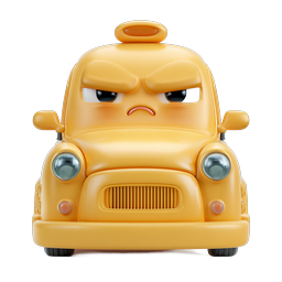 Angry Taxi Character Icon - Cute 3D Clay Style
