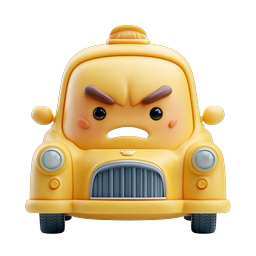 Angry Taxi Character - 3D Clay Style Icon