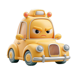 Angry Taxi Cab 3D Character Icon - Cartoon Vehicle