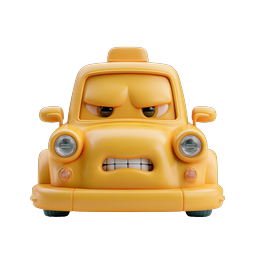 Angry Cartoon Taxi Cab 3D Character Icon