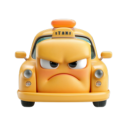 Angry Cartoon Taxi Character 3D Icon