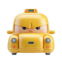 Angry Taxi Cab Icon - Cute 3D Clay Style