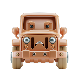 Wütendes Cartoon-LKW-Charakter-Icon - 3D-gerendertes Fahrzeug