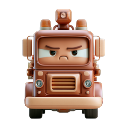 Angry Cartoon Truck Character 3D Icon